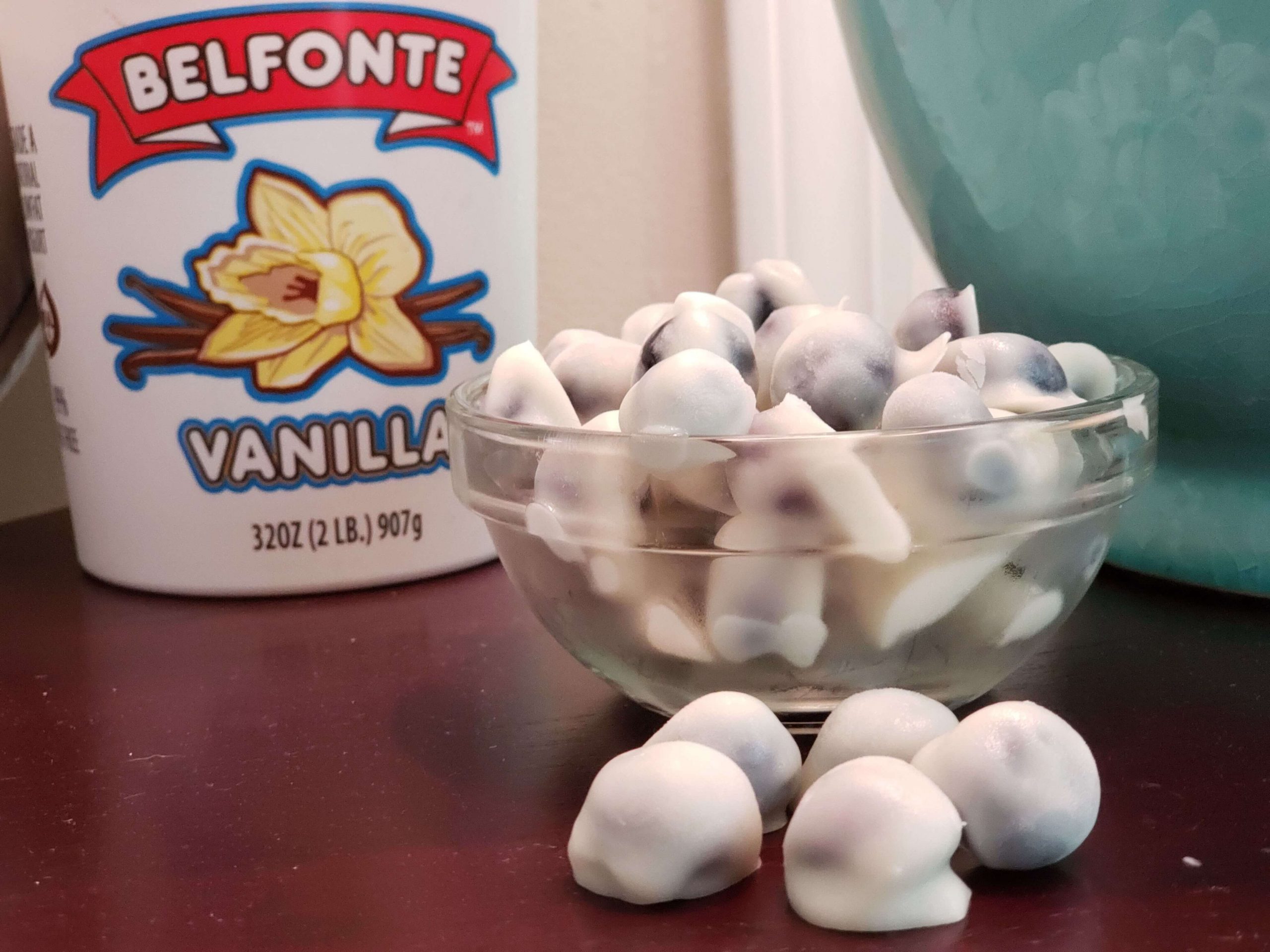 Frozen Blueberry Bites with Vanilla Yogurt