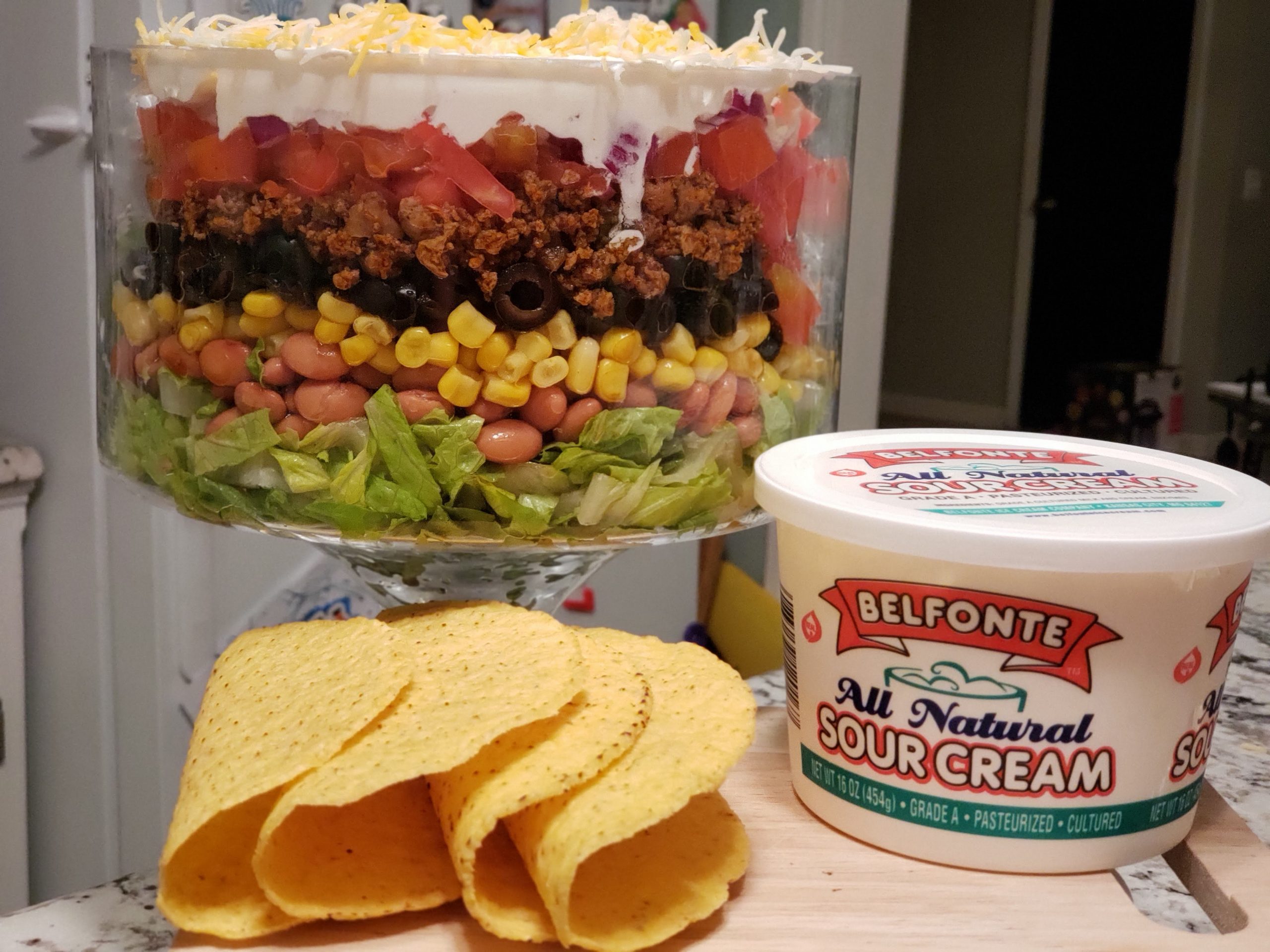 Layered Taco Bowl with Sour Cream