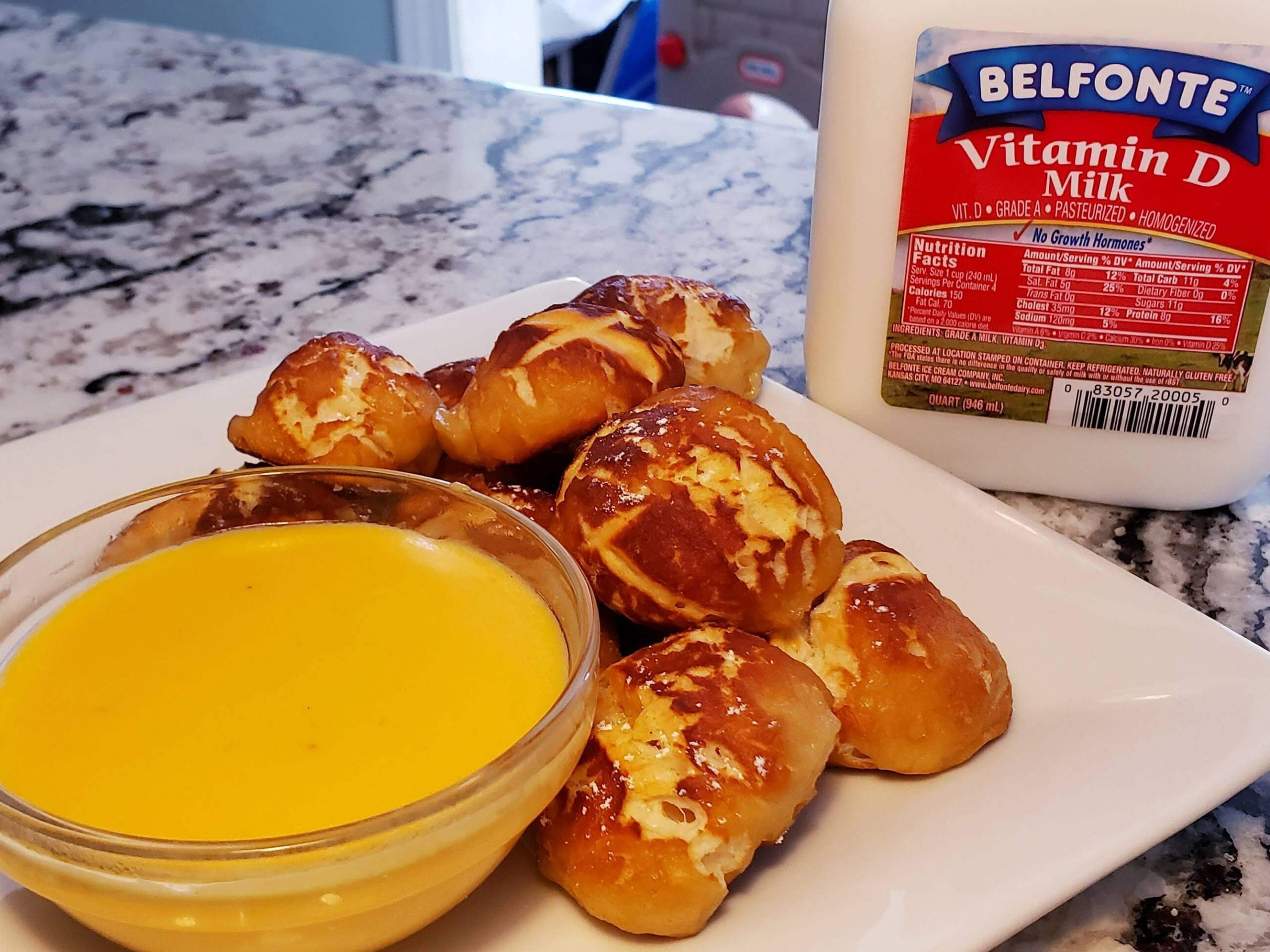 Easy Cheesy Pretzel Dip with Vitamin D Milk
