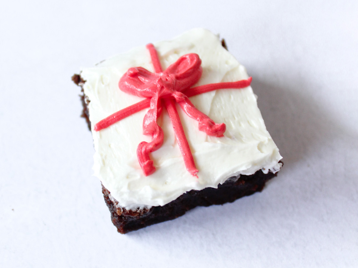Buttercream-Frosted Present Brownies
